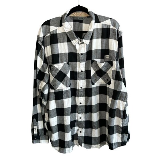 Harley Davidson Black White Buffalo Check Spell Out Button Front Shirt 3X Slim - Picture 2 of 11